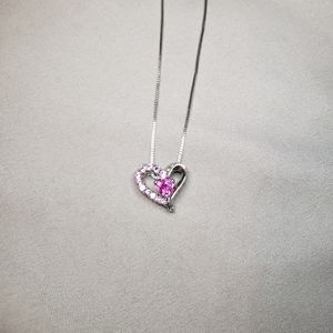 Pink Sapphire heart necklace